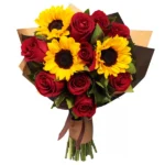 BUQUÊ DE GIRASSOL E ROSAS VERMELHAS